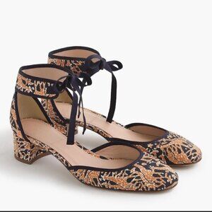 Drake’s for J. Crew giraffe print block heels